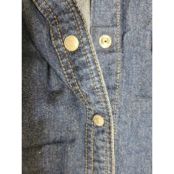 Tommy Hilfiger Women Petite Small 4 Dress Blue Jean Pocket Silver Button Up - Picture 10 of 12